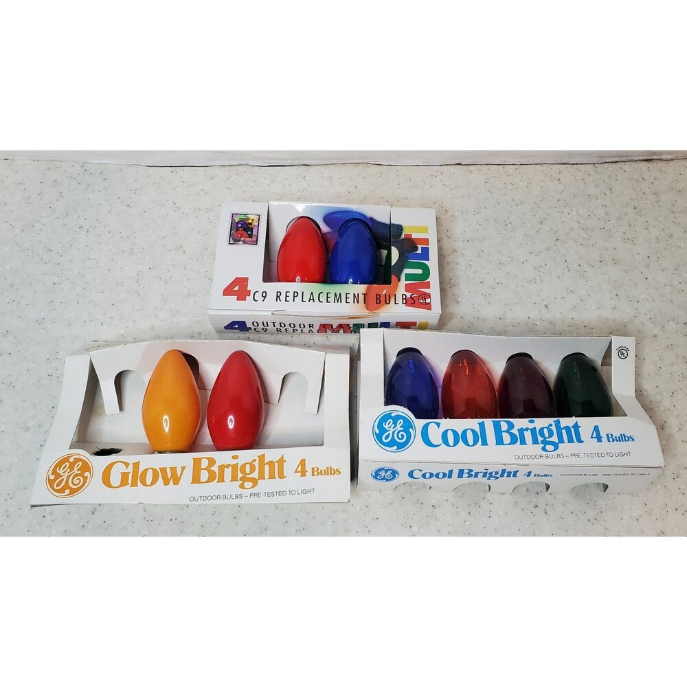 Vintage C9 Christmas Light Bulbs Replacement Lot GE Seasonal Specialties